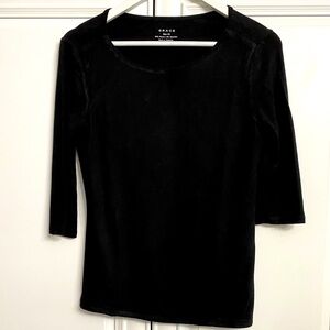 Grace Women’s Size XS Black 3/4 Sleeves Scoop Neck T-Shirt Top